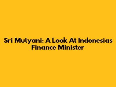 Sri Mulyani: A Look At Indonesia's Finance Minister