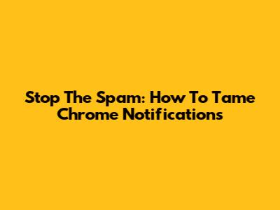 Stop The Spam: How To Tame Chrome Notifications