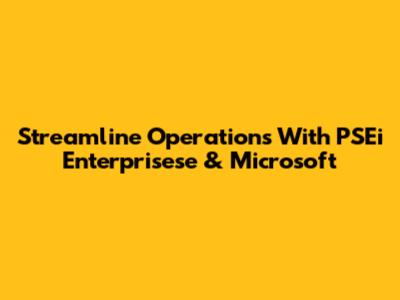 Streamline Operations With PSEi Enterprisese & Microsoft