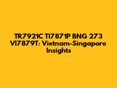 TR7921C TI7871P BNG 273 VI7879T: Vietnam-Singapore Insights