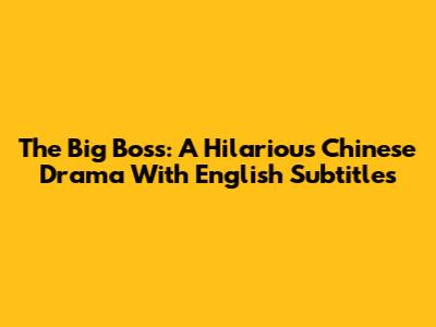 The Big Boss: A Hilarious Chinese Drama With English Subtitles