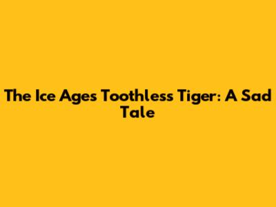 The Ice Age's Toothless Tiger: A Sad Tale