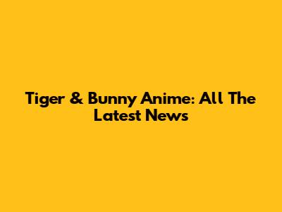 Tiger & Bunny Anime: All The Latest News