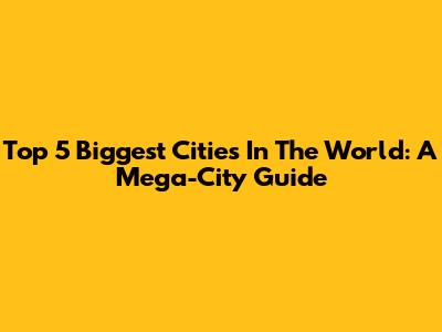 Top 5 Biggest Cities In The World: A Mega-City Guide