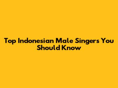 Top Indonesian Male Singers You Should Know