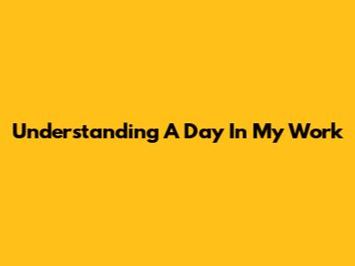 Understanding 'A Day In My Work'