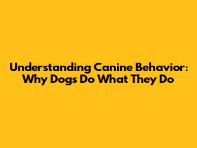 Understanding Canine Behavior: Why Dogs Do What They Do