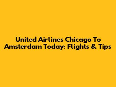 United Airlines Chicago To Amsterdam Today: Flights & Tips