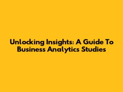 Unlocking Insights: A Guide To Business Analytics Studies