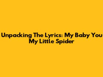 Unpacking The Lyrics: My Baby You My Little Spider
