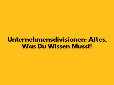 Unternehmensdivisionen: Alles, Was Du Wissen Musst!