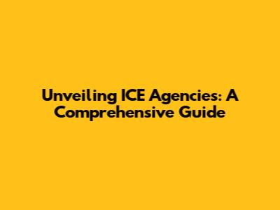 Unveiling ICE Agencies: A Comprehensive Guide