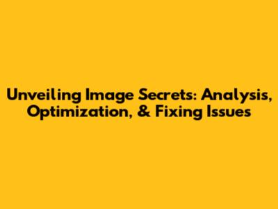 Unveiling Image Secrets: Analysis, Optimization, & Fixing Issues