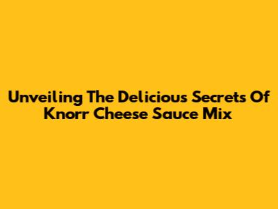 Unveiling The Delicious Secrets Of Knorr Cheese Sauce Mix