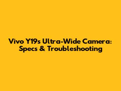 Vivo Y19s Ultra-Wide Camera: Specs & Troubleshooting
