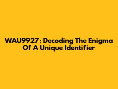 WAU9927: Decoding The Enigma Of A Unique Identifier