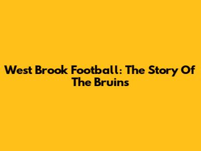 West Brook Football: The Story Of The Bruins