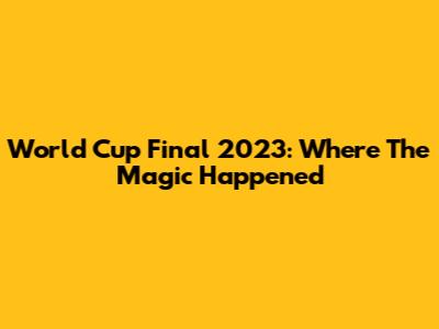 World Cup Final 2023: Where The Magic Happened