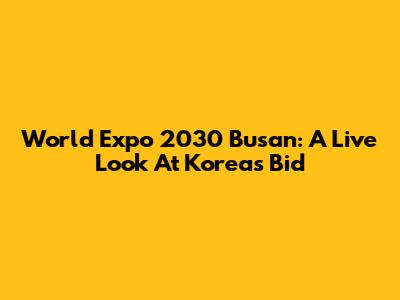 World Expo 2030 Busan: A Live Look At Korea's Bid