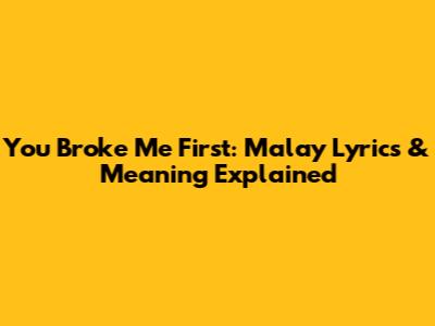 You Broke Me First: Malay Lyrics & Meaning Explained