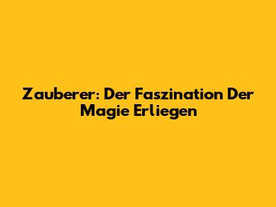 Zauberer: Der Faszination Der Magie Erliegen